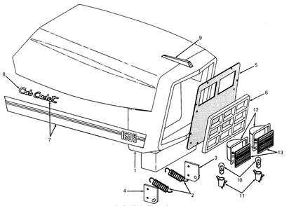 Hood And Grille Diagram and Parts List for 1610 0350042U-135393100-135393399-136393100 Cub Cadet Lawn Tractor
